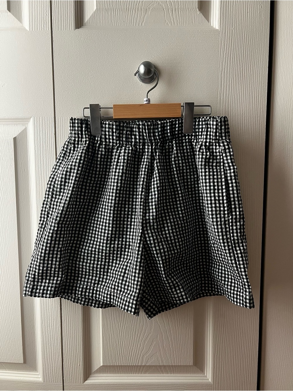 Black and White Gingham High Waist Shorts